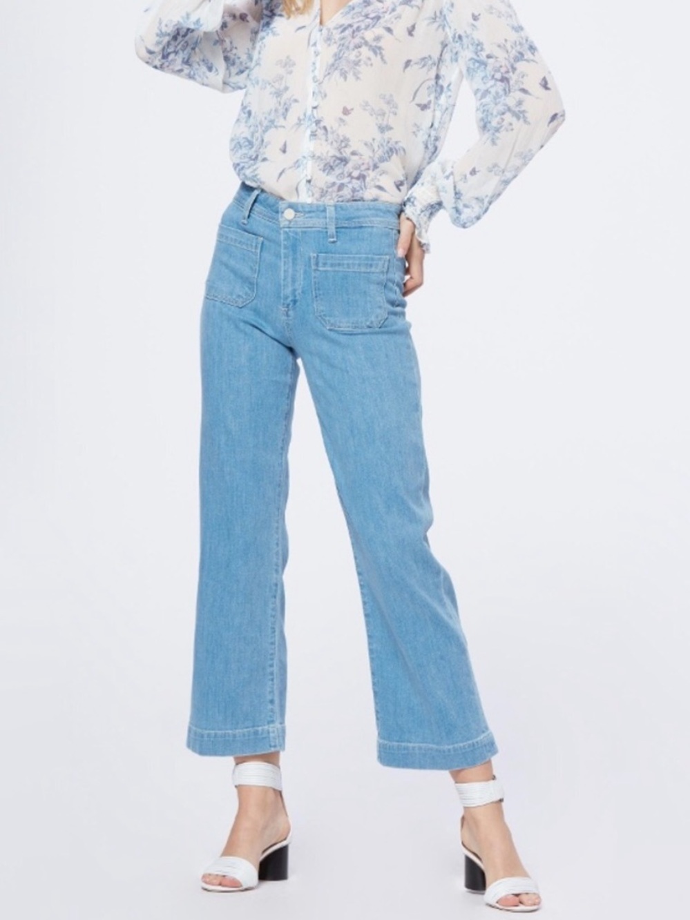 PAIGE Nellie Culotte High Rise Wide Leg Patch Pocket Jean Marabella Size 28